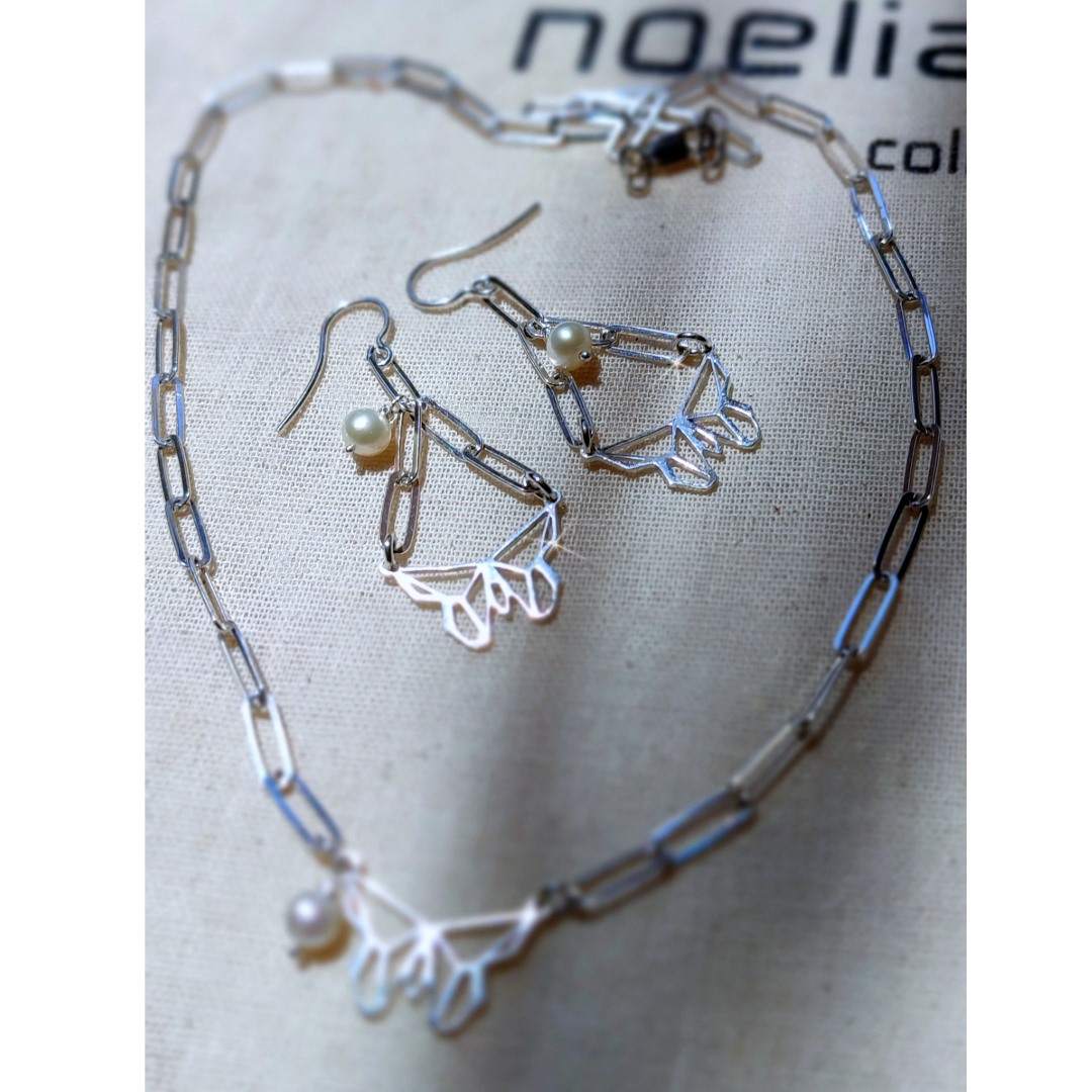 COLLAR PERLA CULTIVADA Y MARIPOSA PLATA DE LEY - Imagen 3