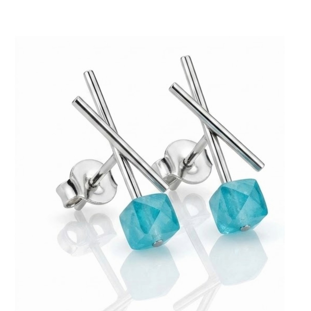 PENDIENTES PLATA Y CALCEDONIAS