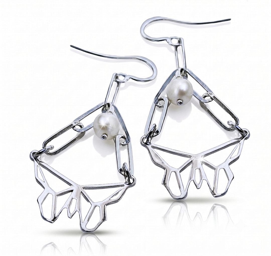 PENDIENTES MARIPOSA Y PERLA CULTIVADA