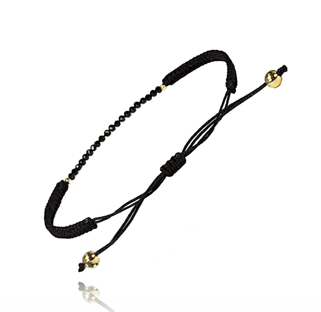 PULSERA MACRAMÉ CON PIEDRA Y ORO 18kt - Imagen 2