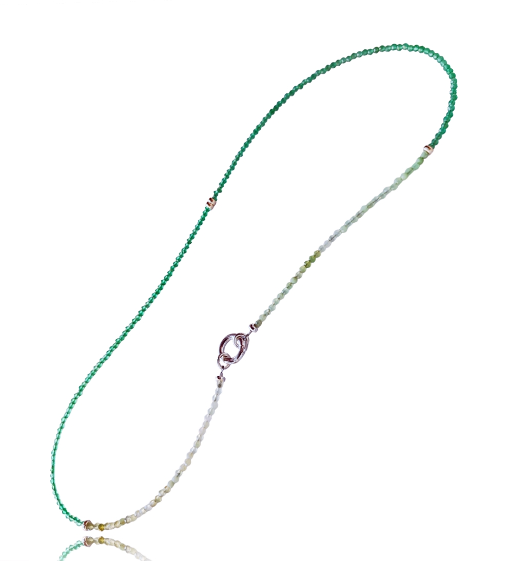 COLLAR CRISOPRASA FACETADA Y ÓNIX VERDE