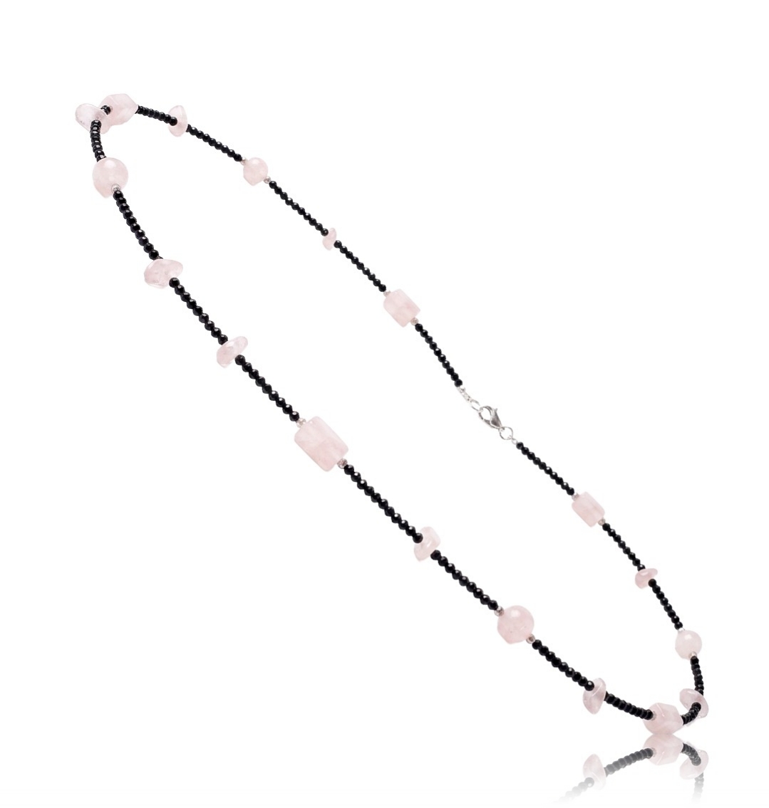 COLLAR CUARZO ROSA CON ESPINELA